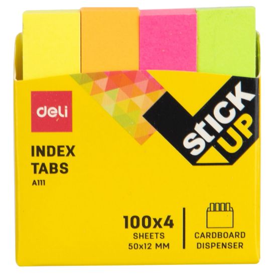 Picture of INDEX TABS PAPER NEON 12X50MM DELI A111