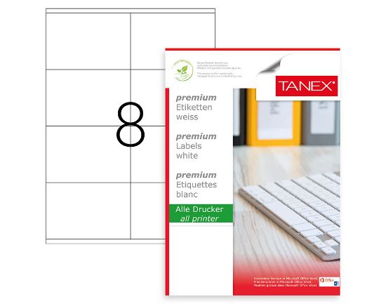 Picture of STICKERS WHITE 105X74.25 MM 8/A4 100PCS