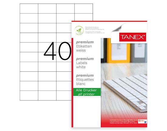 Picture of STICKERS WHITE 52.5X29.7MM 40/A4 100PCS