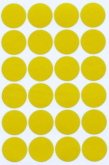 Picture of ROUND STICKERS 25MM YELLOW ON A4 X100 SH